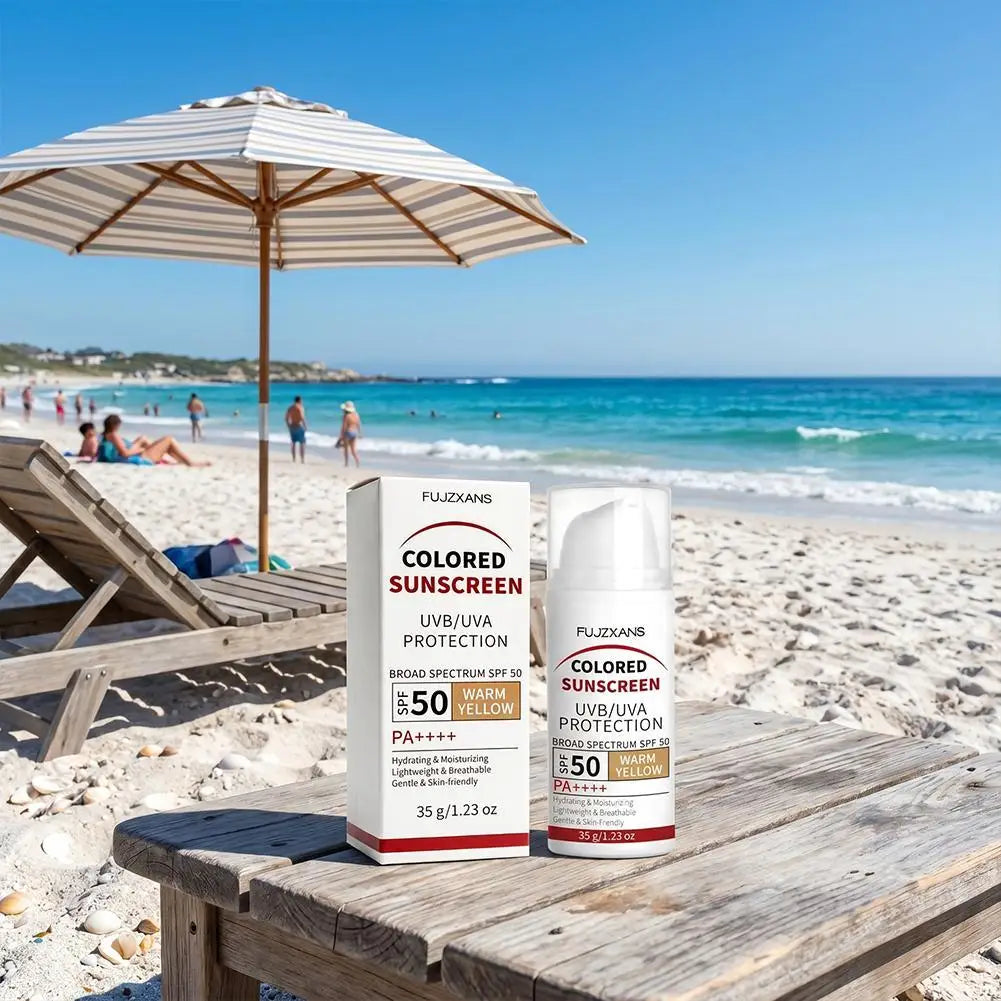 Colored Sunscreen UVB/UVA Protection Broad Spectrum SPF 50 Hydrating Lightweight Breathable Gentle Skin-Friendly Isolation Cream