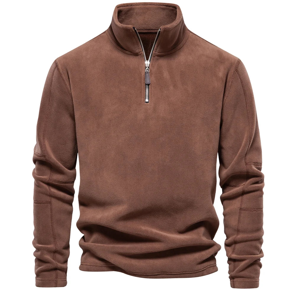 Aiopeson Brand Quality Thicken Warm Fleece Jacket For Men Zipper Neck Pullover Men'S Sweatshirt Soft Shell Mens Jacket