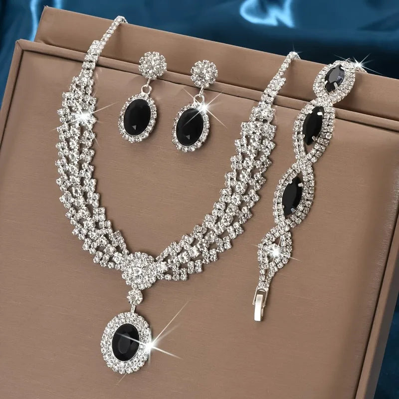 Rhinestone Bridal Necklace & Earrings Set
