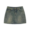 Plus Size Retro Denim Mini Skirt Summer New American Style Hot Girl High Waist Anti-Light Slim A- Line Wrap around Short Skirt