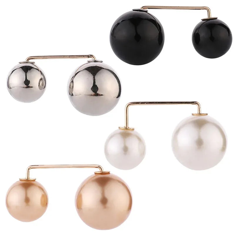 4Pcs/set Women Fashion Tightening Waistband Pin Double Pearl Brooches Metal Lapel Pin Brooch Pins Sweater Shirt Cardigan Brooch