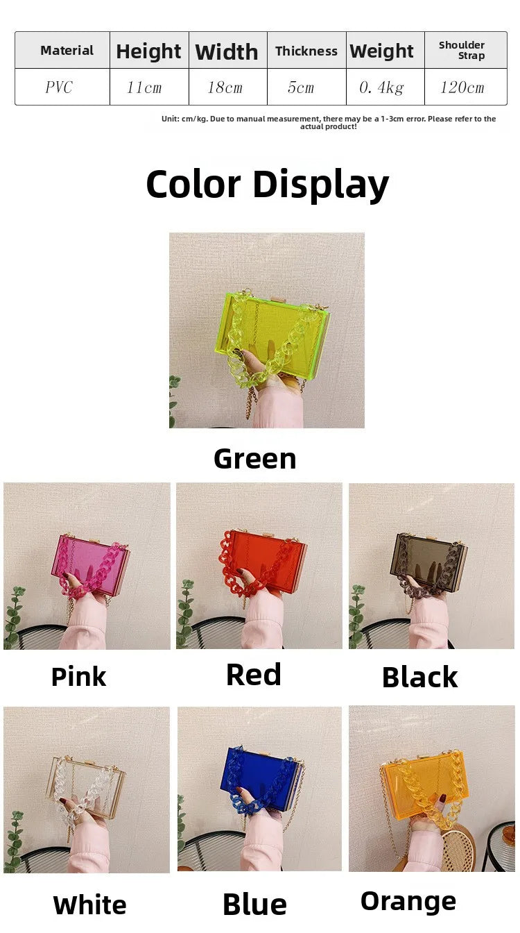 Fashionable Acrylic Handbag Women's Hot Sale Of The Season New Chain Box Bag Transparent Handbag Cross-Border Style Small Siz...