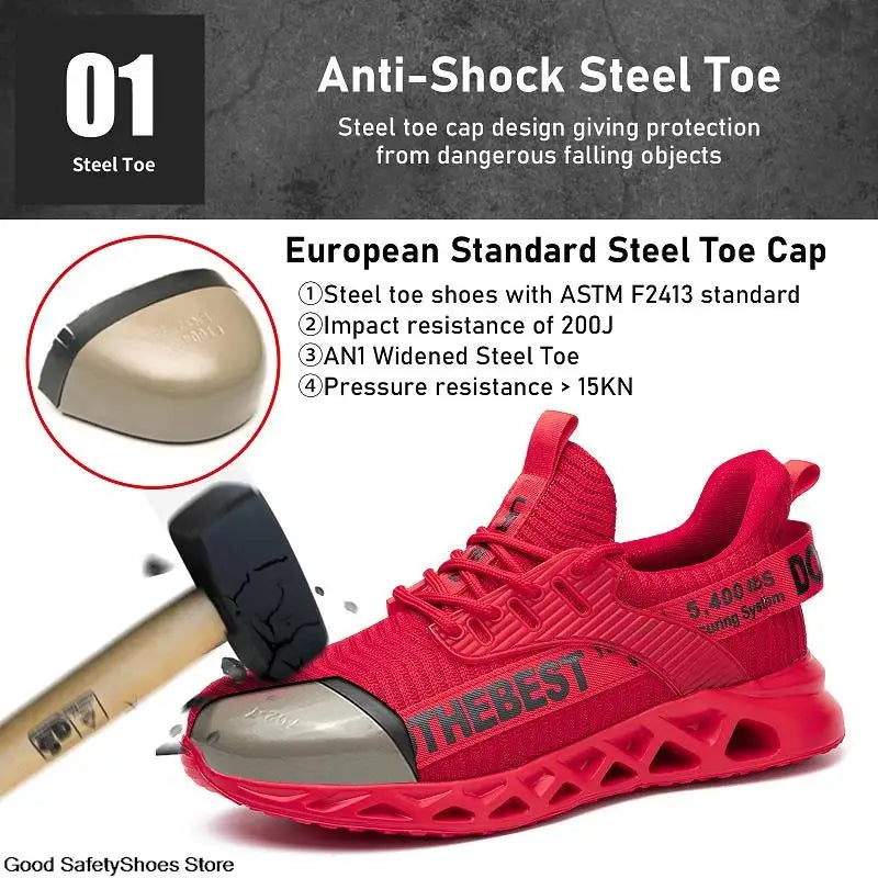 Safety Shoes Men For Work Sneakers Women'S Men Steel Toe Work Shoes Security Protective Shoes Lightweight Anti-Smash Anti-Puncture