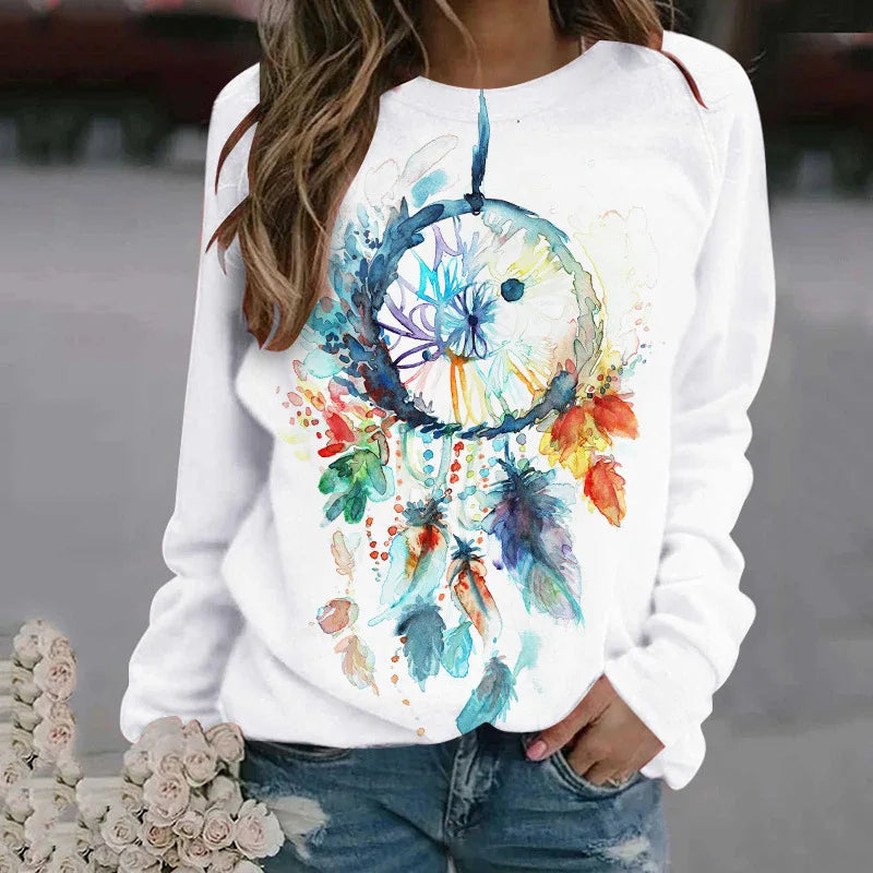 Dream Catcher 3D Print Sweatshirt - Women's Casual O-Neck Pullover