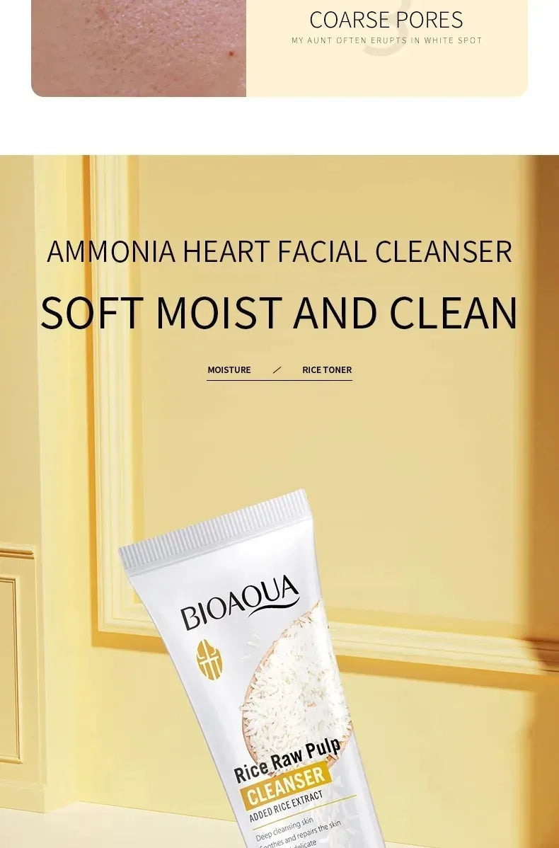 BIOAQUA Rice Raw Pulp Face Care Facial Cleanser Face Wash Foam Skincare Moisturizing Skin Brightening Rejuvenation Face Cleanser