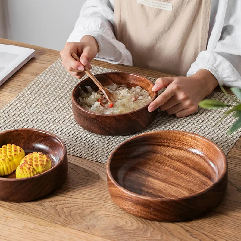 Walnut Wood Boat Bowl - Vintage Decorative Salad and Fruit Bowl