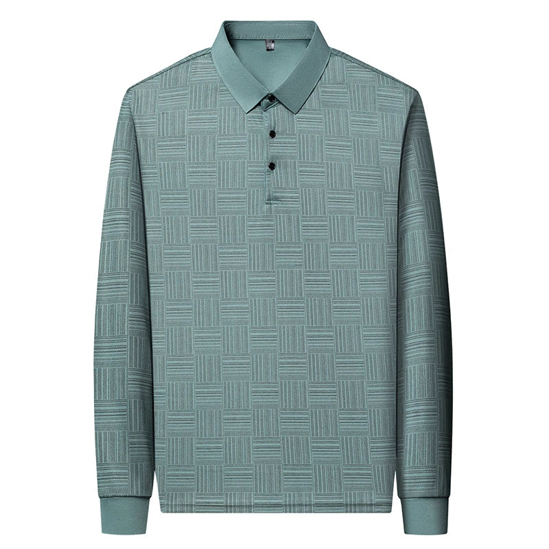 New Men's Business Casual Long Sleeved Shirt Solid Color Polo Shirt Fashionable Breathable Comfortable Versatile Top