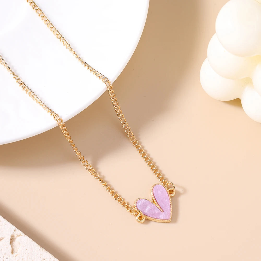 Cute Love Heart Pendant Necklace for Women Girls Gold Color Choker Necklaces Chain Birthday Jewelry Gifts
