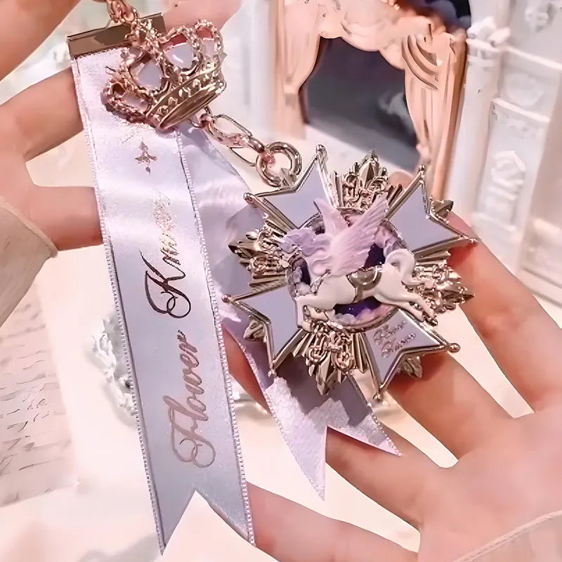 Flower Knows Knight Unicorn The Keychains Under-eye Puffiness Sleeping Silkworm Powder Long-Lasting Brightening Makeup Pendant