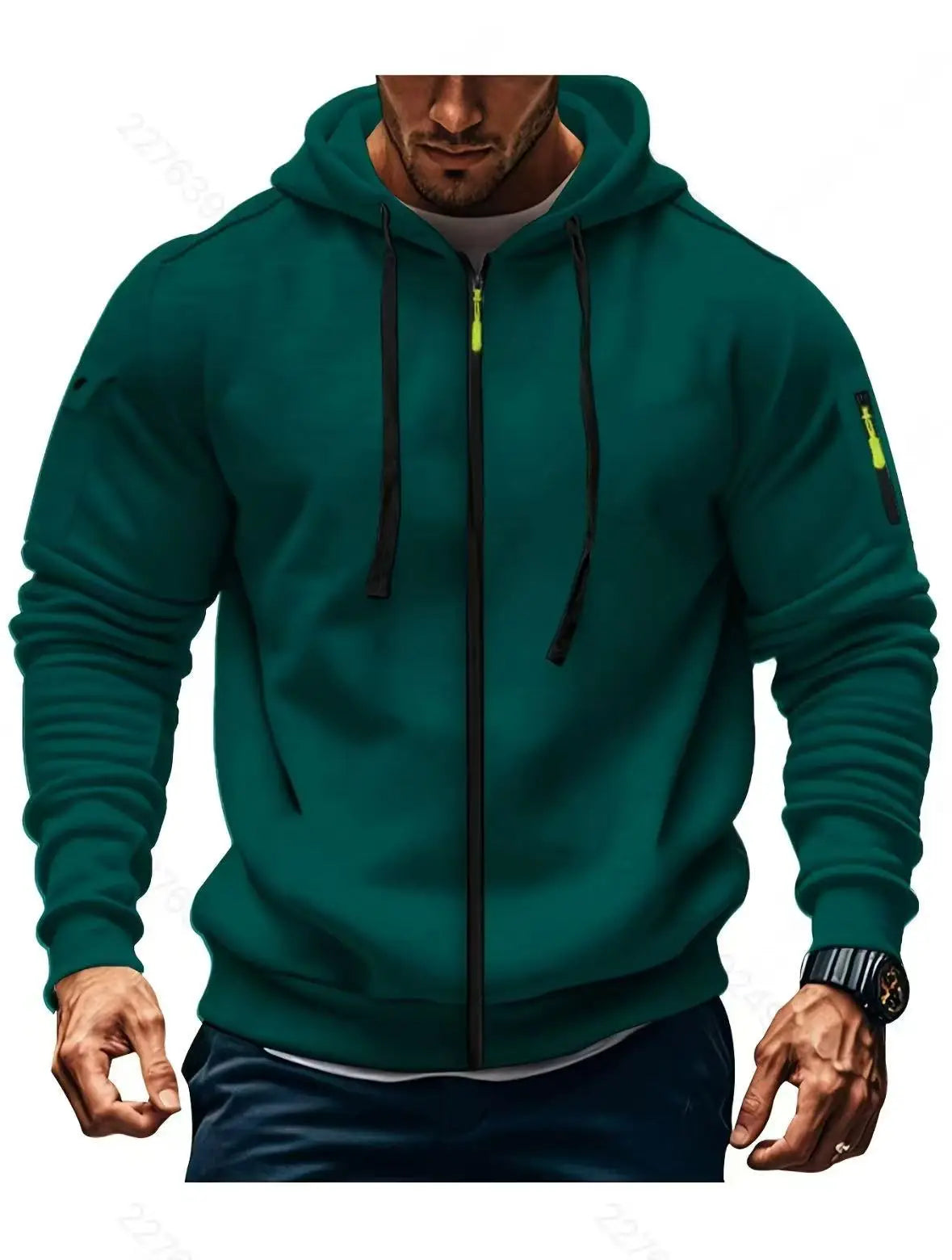 Men's Hooded Sweatshirt - Long Sleeve Zipper Sportswear Slim Fit