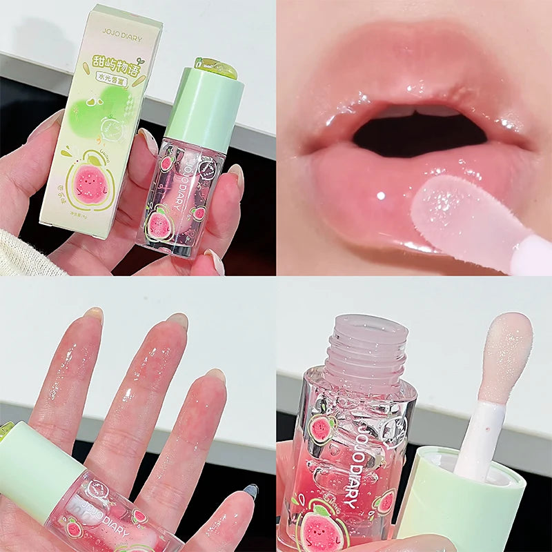 Guava Peach Lip Oil Plump Moisturizing Non-sticky Hydrating Lip Gloss Long-lasting Clear Liquid Lip Balm Make Up Korean Beauty