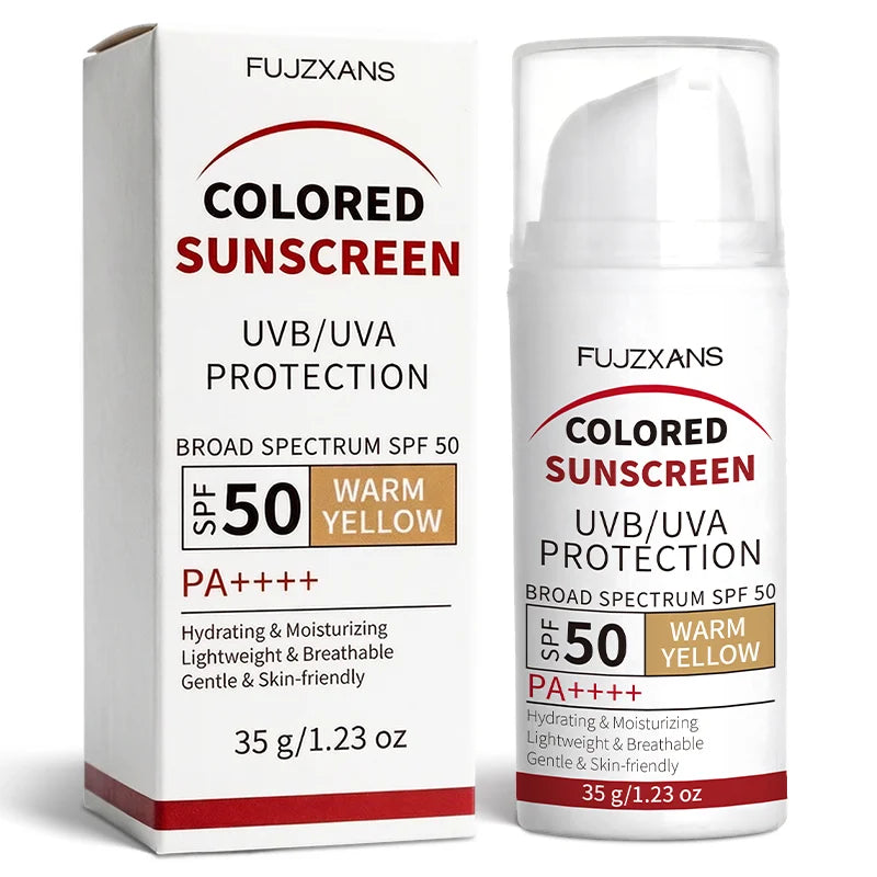 Tinted Sunscreen-Instant Glass Skin Glow BB Cream With SPF 50, Natural Glow,Waterproof, Warm Yellow Tone That Adapts To Skin