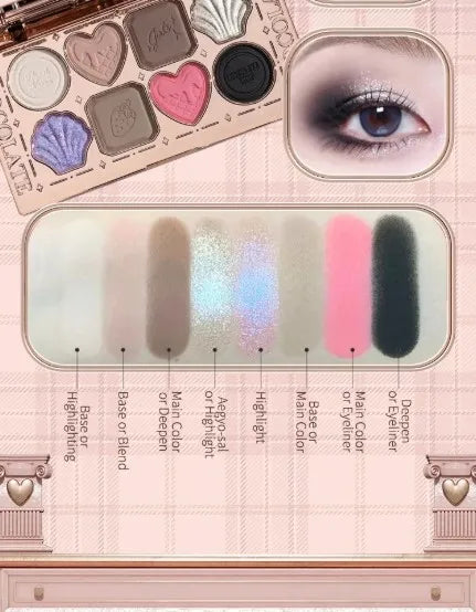Flower Knows Eyeshadow Palette Cupid Chocolate Shop Swan Balllet Shimmer Matte Velvet Smooth &Highly Pigmented Long Lasting 10g