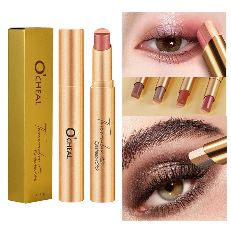 O'Cheal Three Color Eye Shadow Stick Gradient Delicate Shiny Waterproof Glitter Eye Shadow Waterproof Long-Lasting Eye Cosmetics