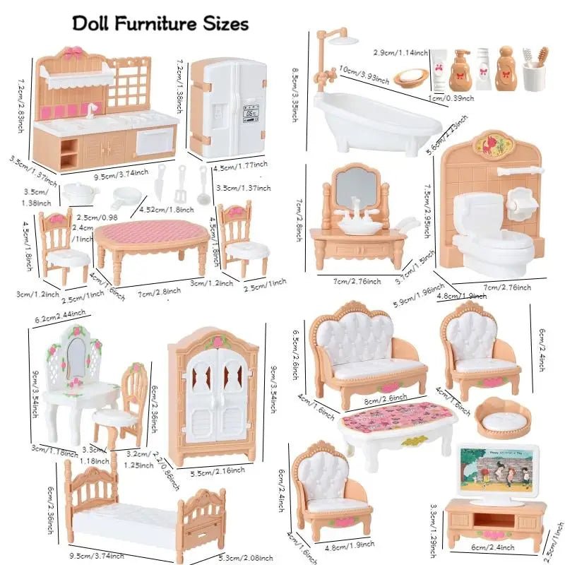 Hot Sale 31 Items / Lot Miniature Dollhouse Furniture Kitchen Sofa Table TV Bed Living Room Bathroom Set For Dolls Best DIY Gift