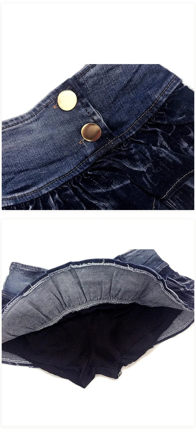 Women's Sexy Pleated Skirt Low Waist Denim Puffy Ruffles Mini Skirt