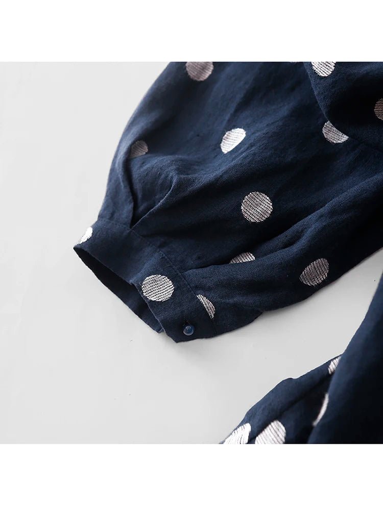 Cotton Vintage Polka Dot Dresses For Women New Korean Long Sleeve Loose Casual Dress Vestidos Elegant Clothes Spring Autumn 2026