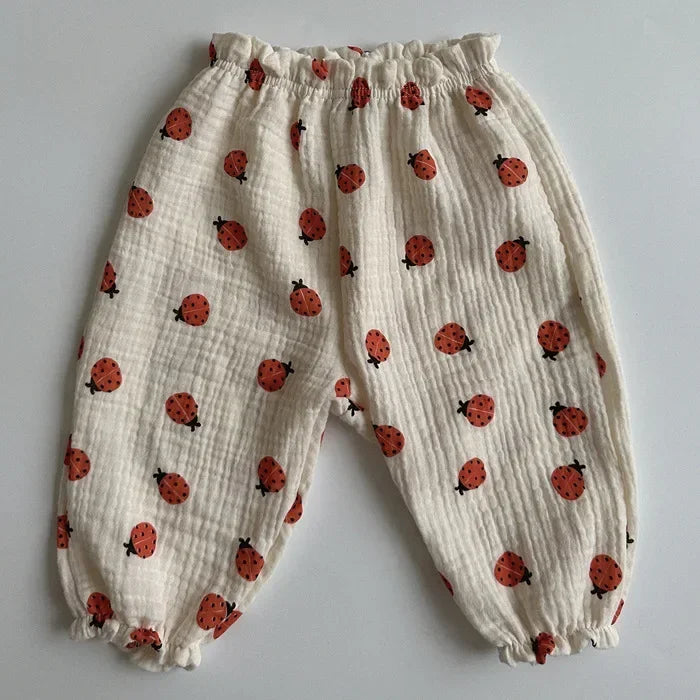 Pantalones de muselina de algodón estampados para bebés de 0 a 3 años, suaves, transpirables y cómodos de Bonkawoo