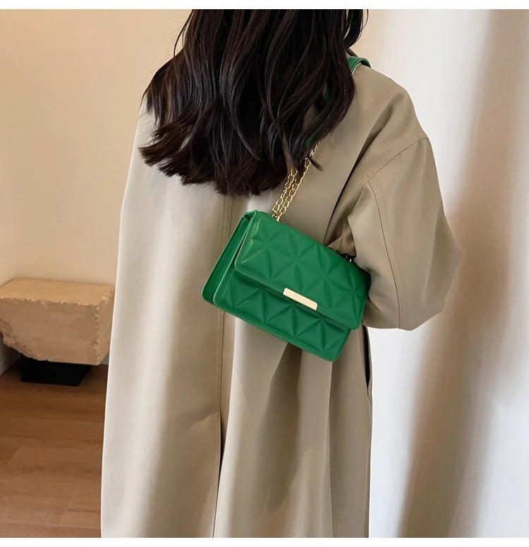 Women Quilted Chain Crossbody Bag Fashion Small Square Shoulder Purse Multi Color Casual Daily Handbag
