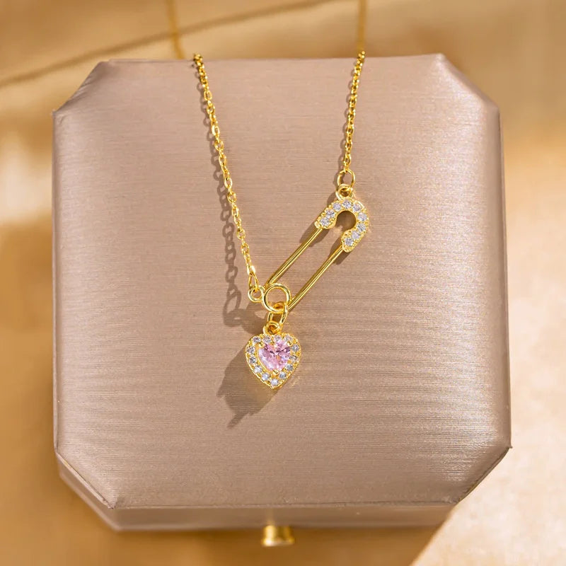 New Style Creative Arrow Through Heart Couple Pendant Heart-Shaped Collar Chain Valentine's Day Necklace Jewelry Gift