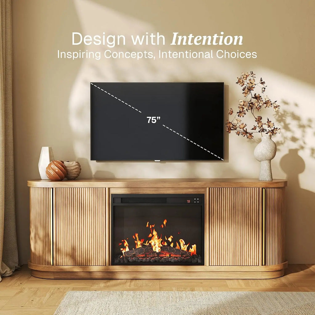 67" TV Stand Electric Fireplace Heater Entertainment Center Living Room Furniture, Customized