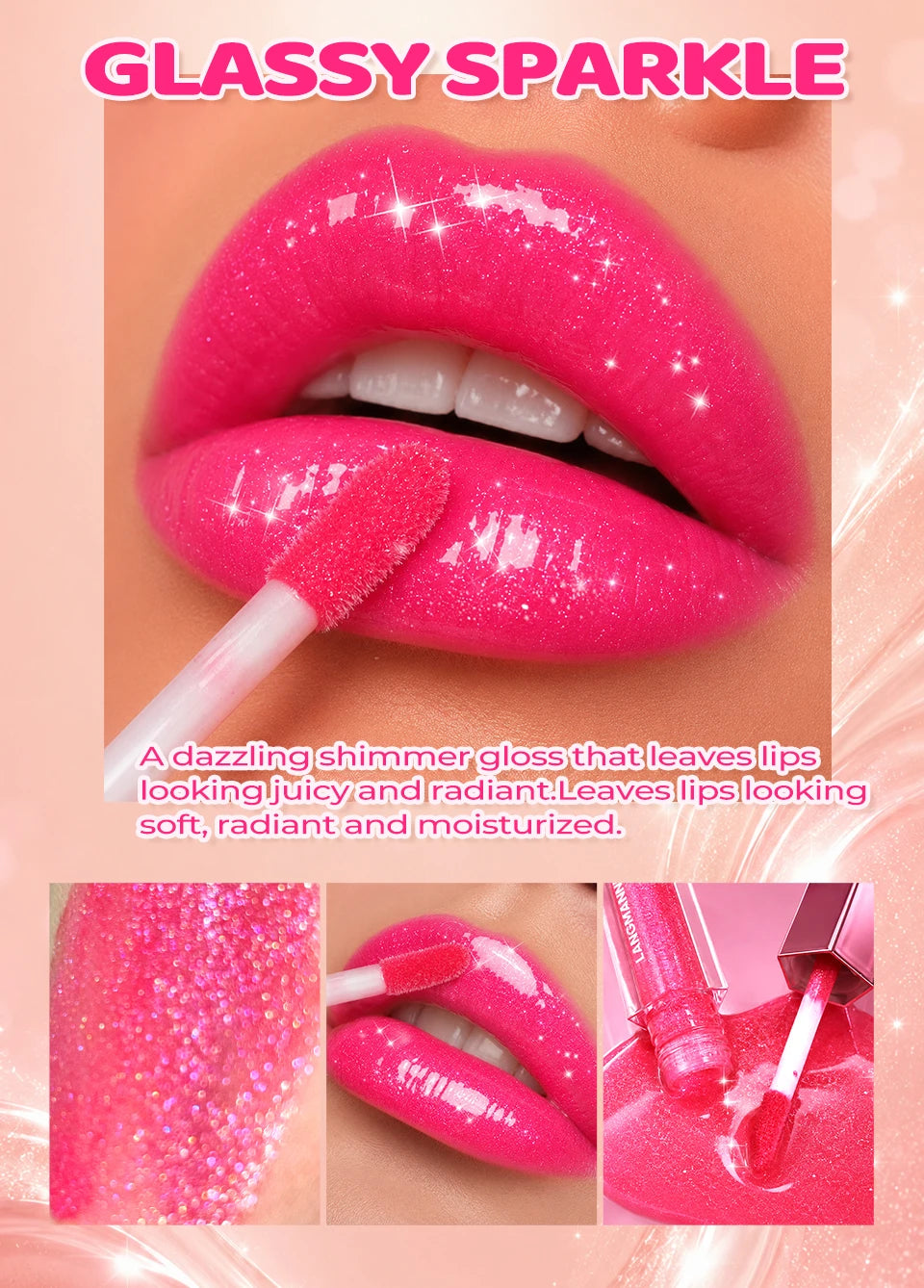 12Color Diamond Lip Glaze Pearl Sparkling Metallic Mirror Lip Gloss Moisturizing Gothic Black Rose Lipstick Halloween Lip Makeup