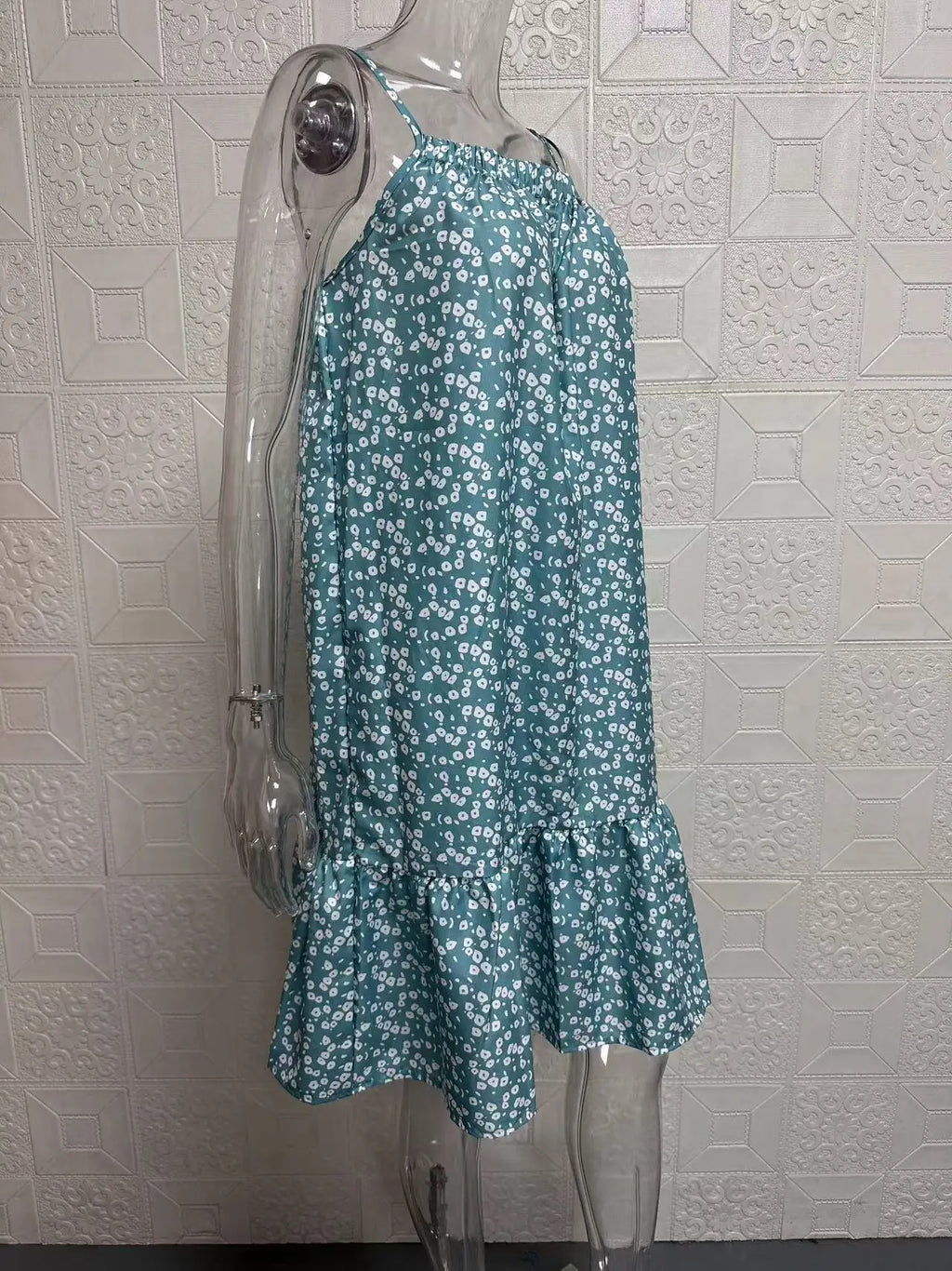 Summer New Floral Sleeveless Spaghetti Strap Tank Flowy Midi Dress Women Casual EU US
