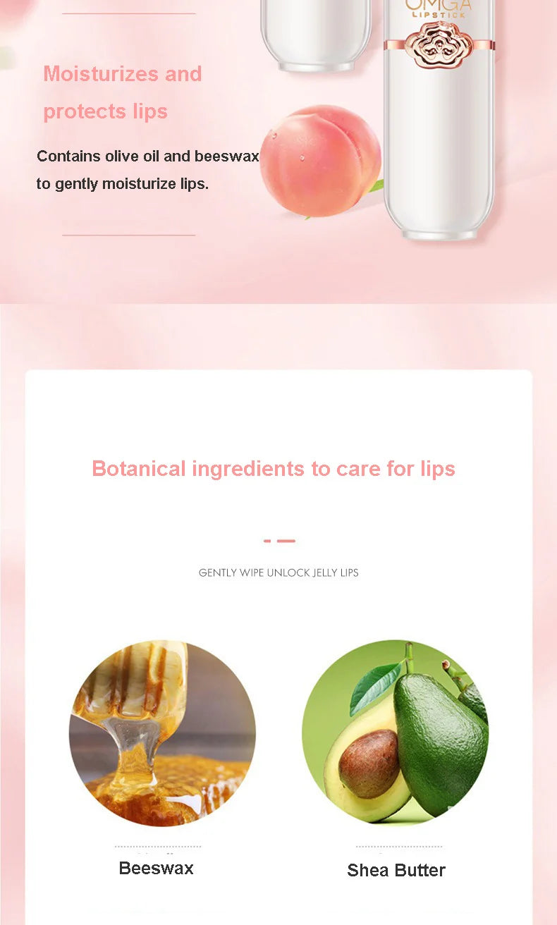 Color Changing Lipstick Moisturizing Lip Balm Nourising Long Lasting Aloe Vera Peach Gloss Natural Beeswax Lip Care Cosmetics
