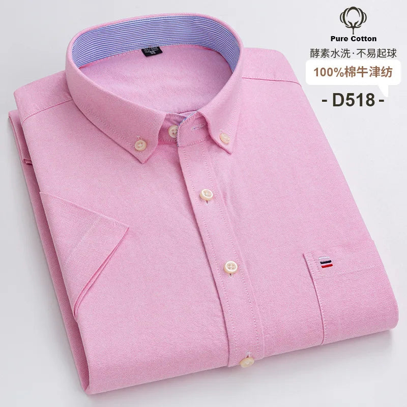 Men's Casual Short Sleeve Shirt - 100% Cotton Classic Fit 7XL