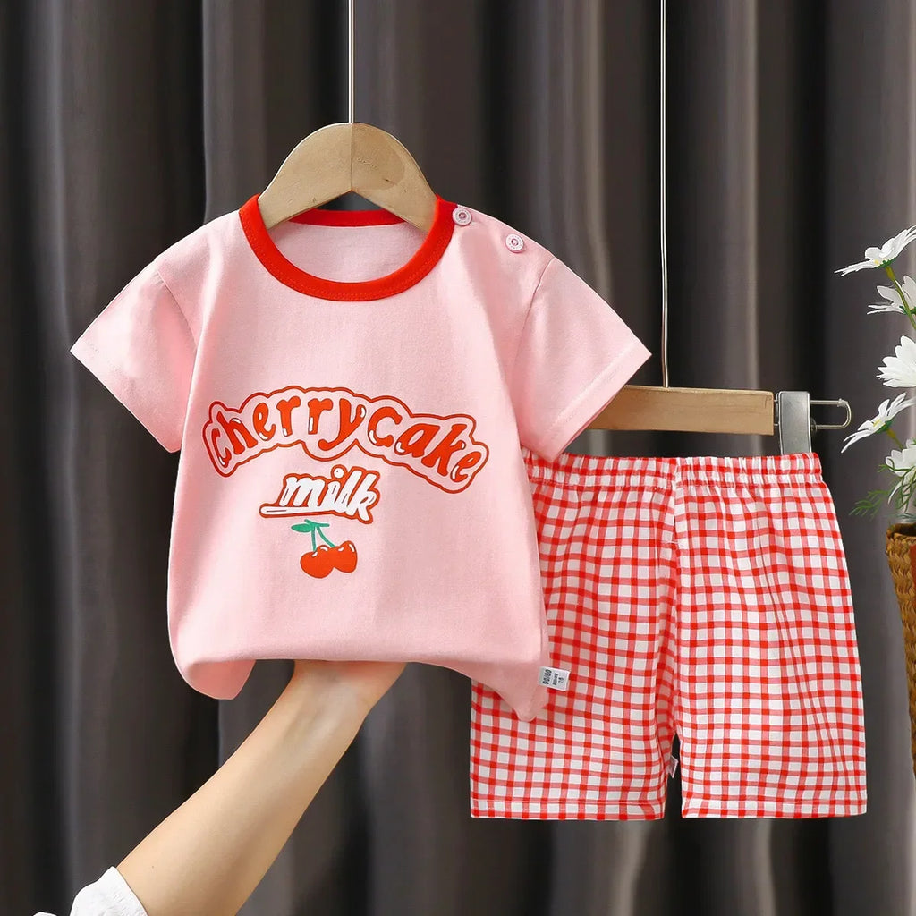 Children's Unisex Cotton T-Shirt and Shorts Set - Summer 2-Piece Outfit