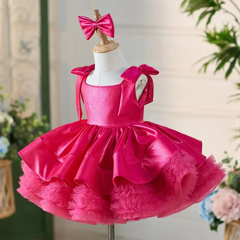 Dreamy Vow J703 Adorable Off-Shoulder 3D-Flower Baby Girl Dress With Tailing Princess Ball Gown for Kids Wedding Holiday Party