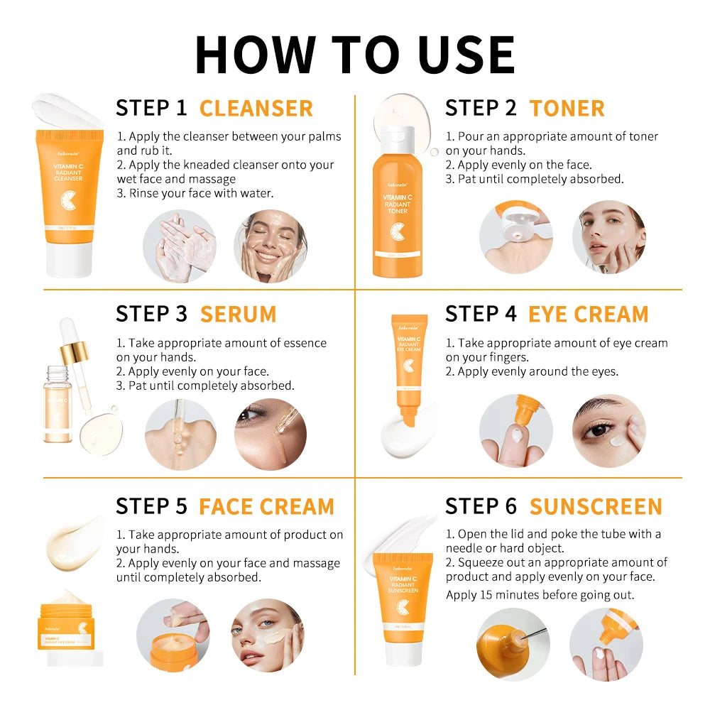 Vitamin C Enriched Skin Care Set - Combat Pigmentation & Fine Lines with Complete Routine Smooth Wrinkles, and Nurture Your Skin