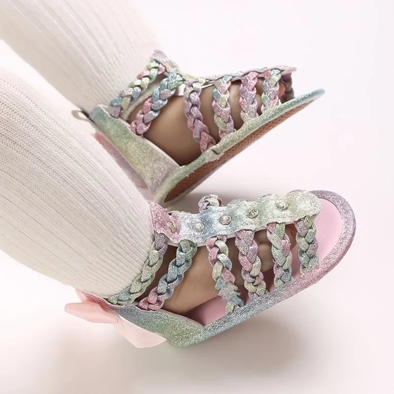 Spring and Summer High-Top Breathable Sandals for Baby Girls 0-12 Months Soft-Soled Toddler Shoes