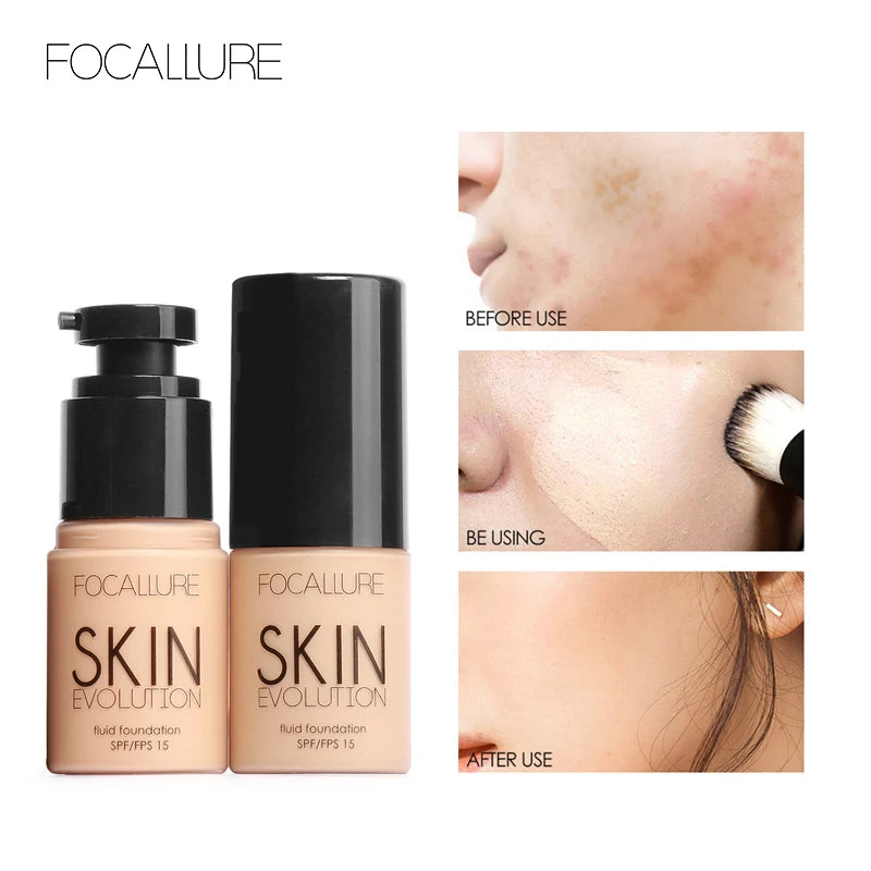 Focallure Base Face Liquid Foundation Cream Full Coverage Concealer Oil-Control Moisturizing Foundation Cream Makeup For Women'S