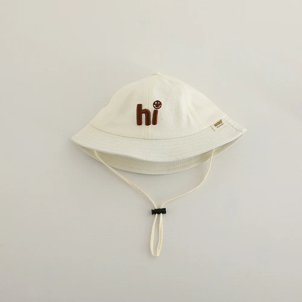 Embroidered Baby Bucket Hat Sun Safe Unisex Beachwear For Toddlers With Letter Design