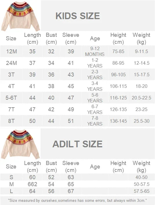 Women Sweater Print Family Daughter Matching Equal Mother Same Knit Top Pullover Baby Knitwear Clothes Knitted Jumper Holiday