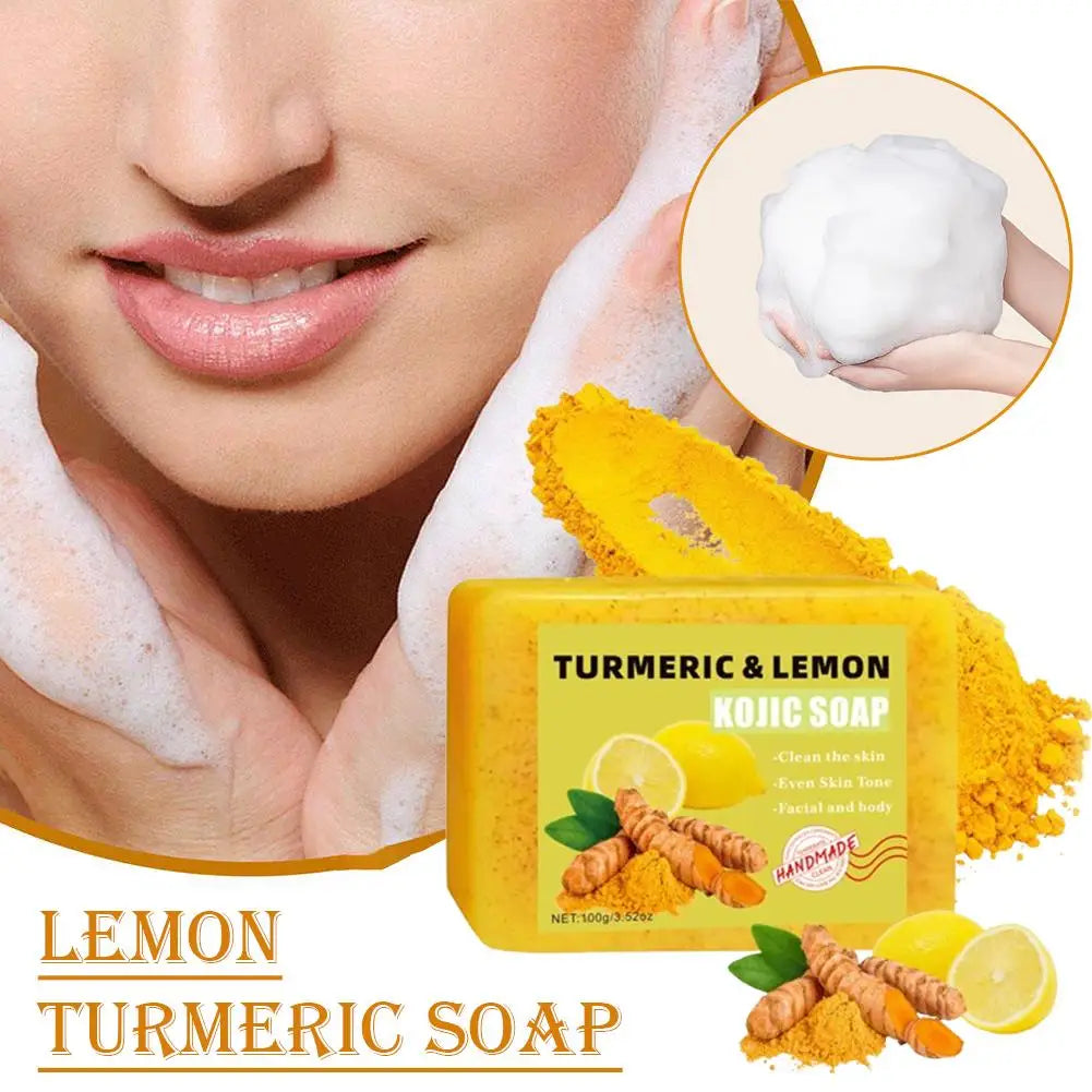 Lemon Turmeric Kojic Acid Soap Bar - Handmade Exfoliating Face & Body