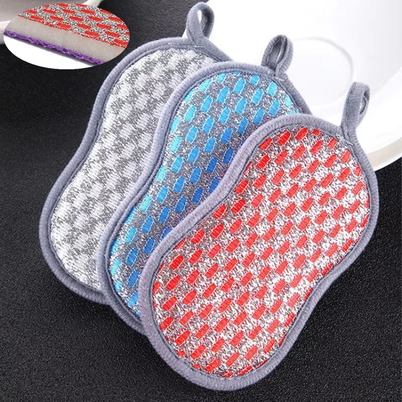 Esponja de limpieza de cocina, esponja de doble cara, estropajos para lavar platos, estropajo, paño de cocina, herramientas de limpieza de cocina