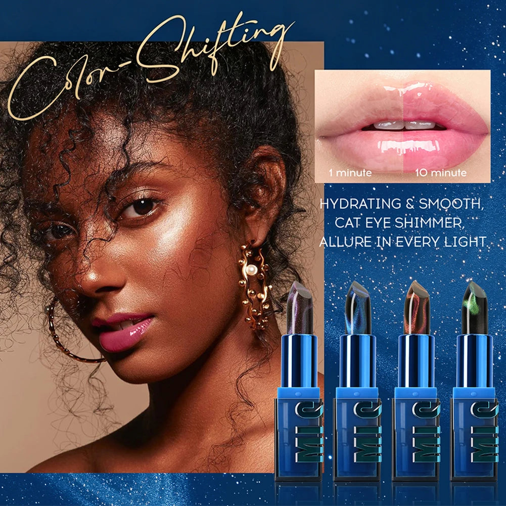Color Changing Mood Lipstick, Glitter Blue Crystal Temperature Change Lip Balm, Long Lasting Lip Stick for Women Daily Makeup