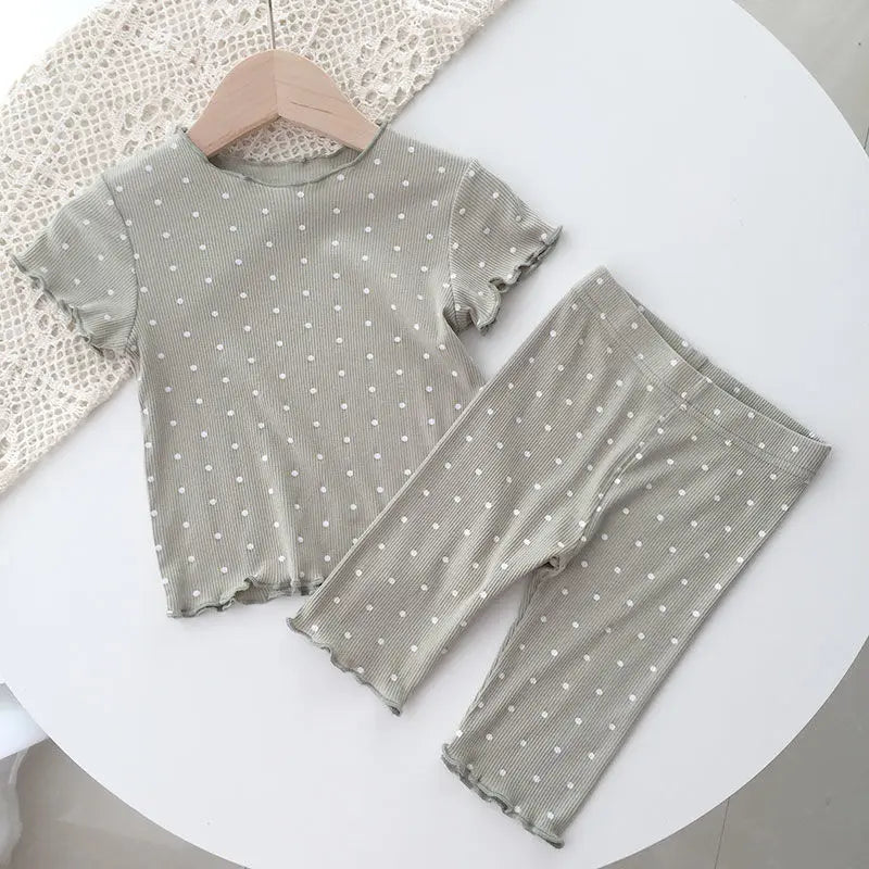 Baby Girl Floral Short Sleeve Pajama Set - Summer Two-Piece Outfit