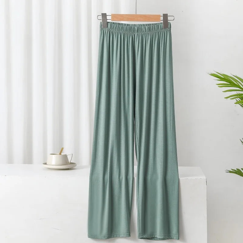New Summer Knit Women's Modal Pants Loose Casual Wide Leg Pants for Women Bottoms Korean Fashion Home Streetwear Women Clothes
