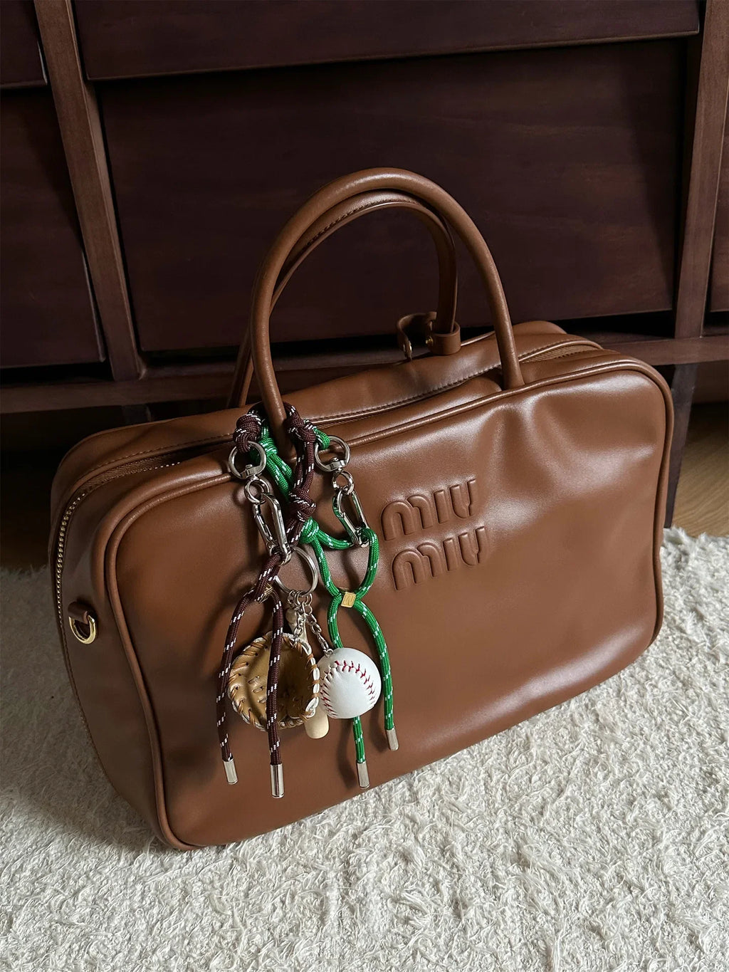 Colorful Miu System Baseball Car Keychain Bag Pendant Mobile Phone Hanging Nylon Rope Weaving Bag Hanging Accessories For Handba