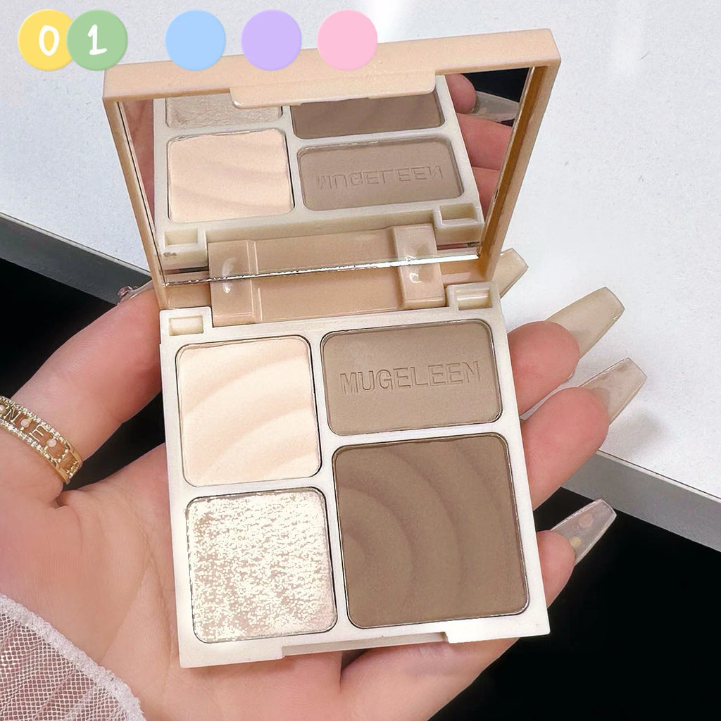 4 Colors Highlighter Contour 3D Facial Bronzer Cosmetic Brightening Beige Matte Highlights Palette Nose Shadow Powder Makeup