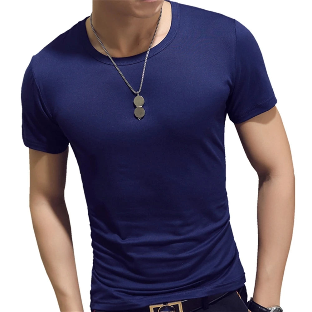 Mens Slim Fit T Shirt Short Sleeve 7 Color Streetwear Gym Tee For Men Breathable Moisture Wicking