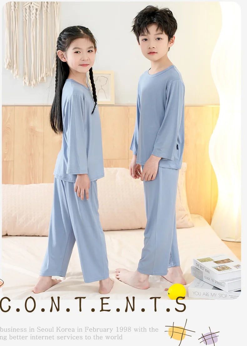 Unisex Kids Long Sleeve Pajamas Set - Cotton Blend Sleepwear