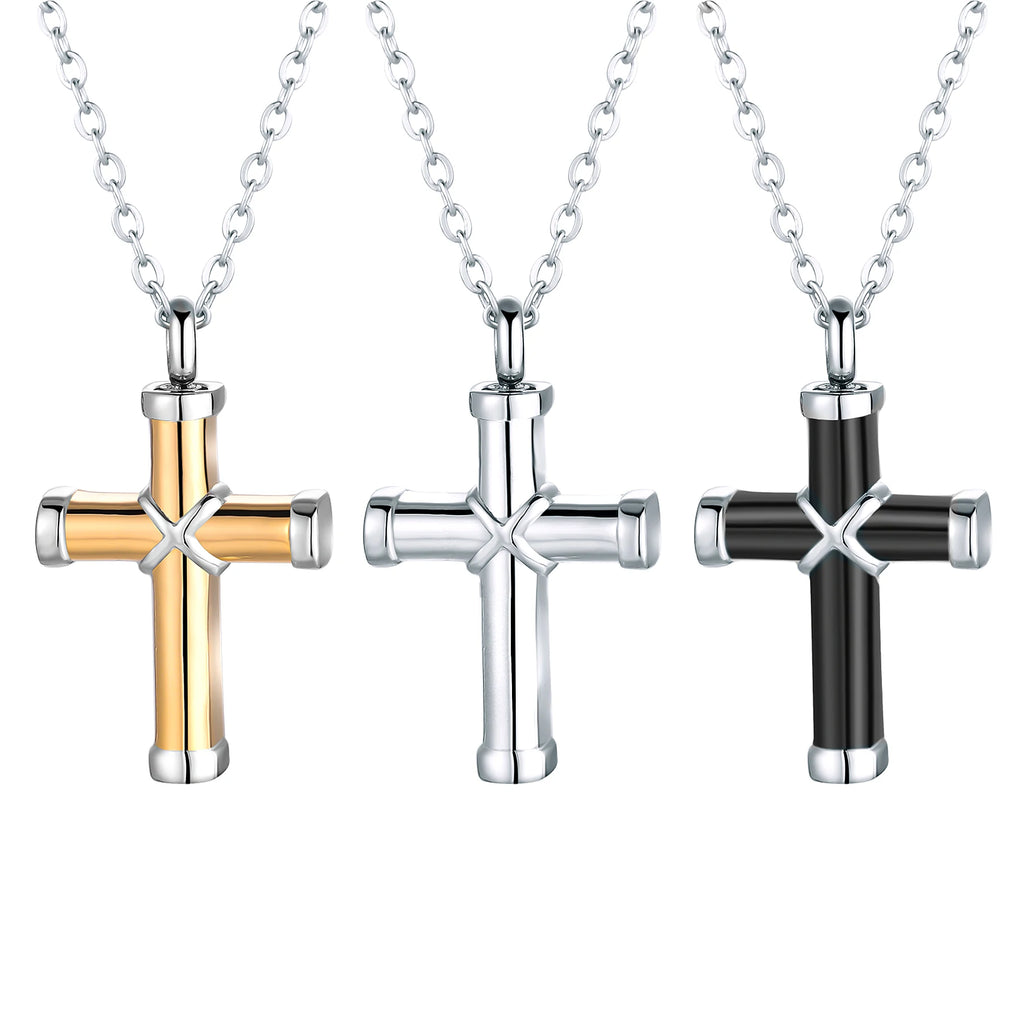 Cremation Jewelry for Ashes for Human Keepsake Stainless Steel Cross Memorial Pendant Cremation Urn Necklace for Human Ashes