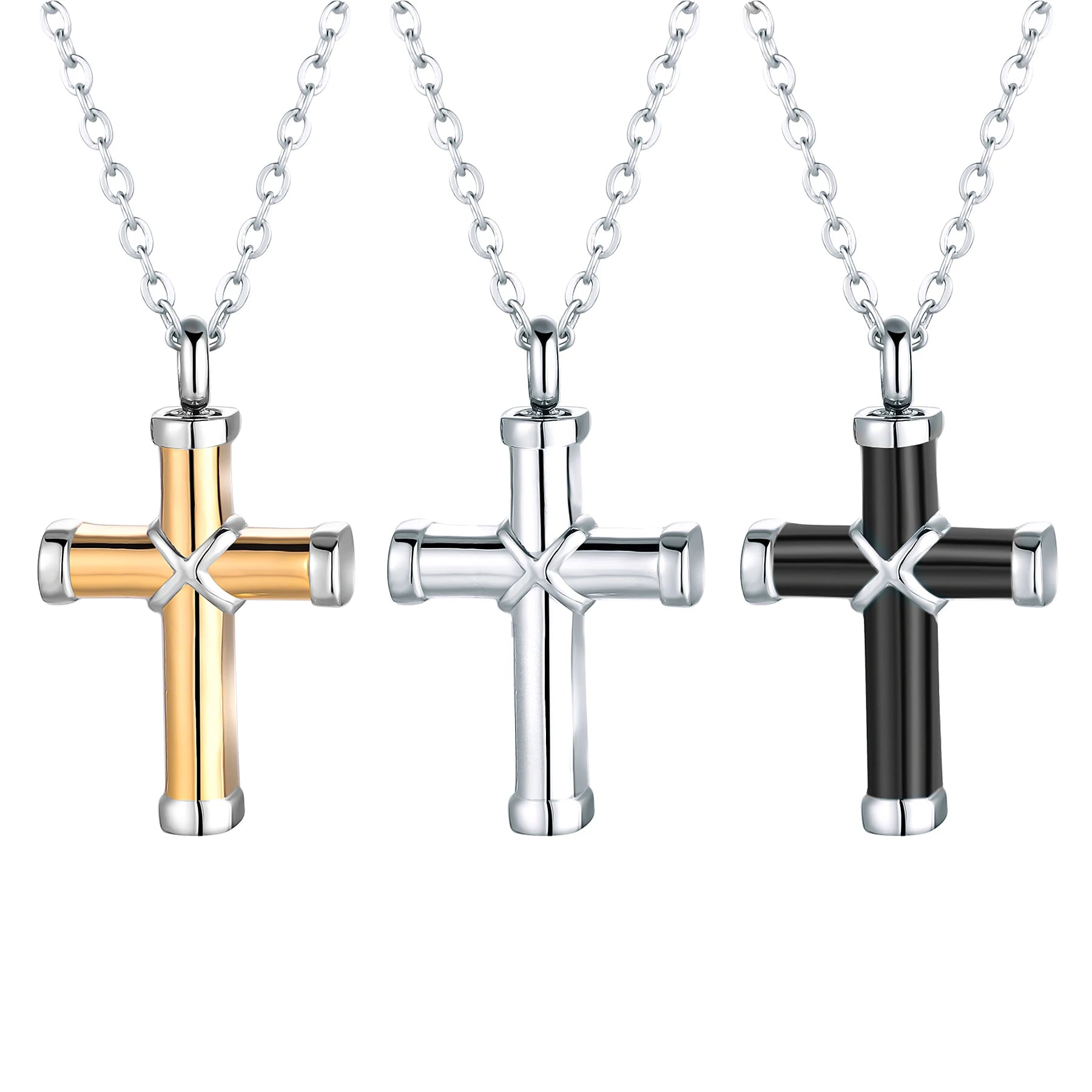 Cremation Jewelry for Ashes for Human Keepsake Stainless Steel Cross Memorial Pendant Cremation Urn Necklace for Human Ashes