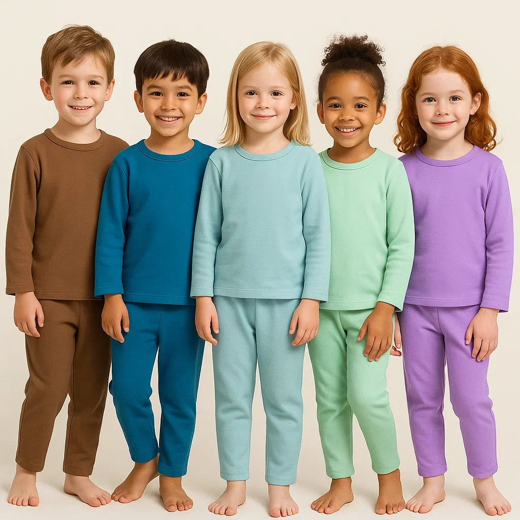 Kids Tales Basic Cotton Pajama Set - Long Sleeve Unisex Sleepwear