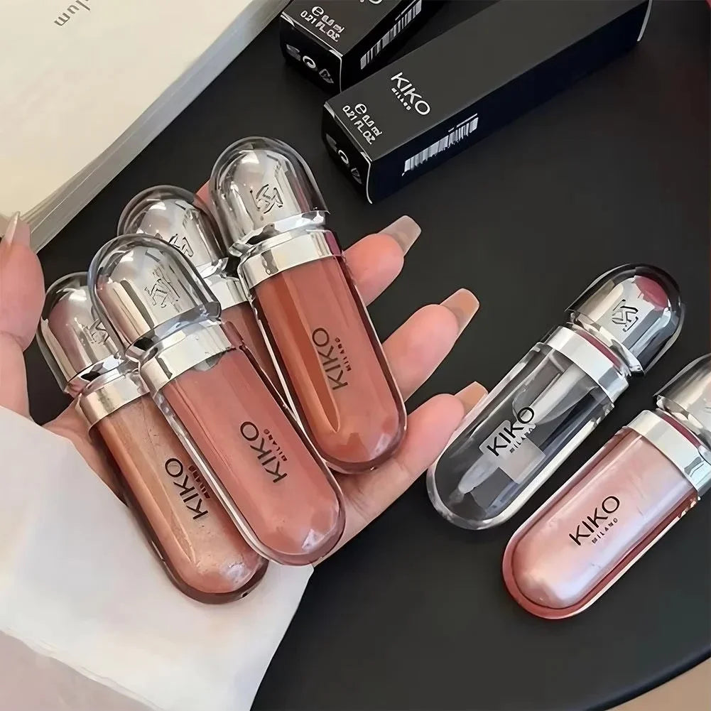 Kiko Makeup 3D Hydra LipGloss Non-fading Waterproof Blusher Moisturize Shimmer Makeup Lip Gloss Lipstick Brun Pearly Mauve Liner