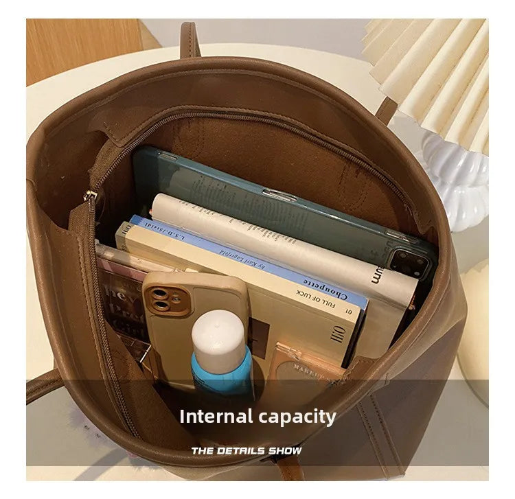 Solid Color PU Leather Women's Handbag, Versatile Korean Single Shoulder Underarm Bag, Temperament Tote Bag for Women Daily Use